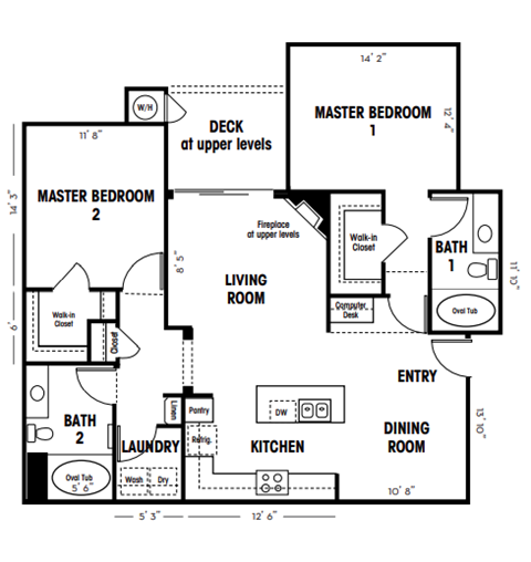 2 bed 2 bath floor plan C at Canyon Crest, Riverside, 92507